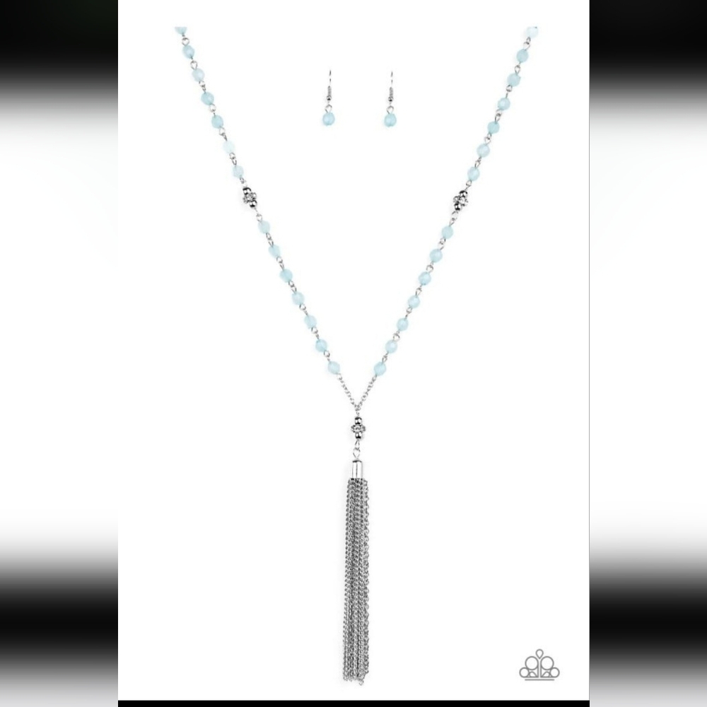Paparazzi Silver and Light Blue Necklace Tassel Takeover Fashion Jewelry
